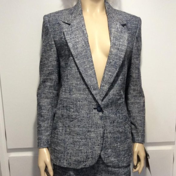 Vintage Patricia Roberts NWT tweed blazer & skirt set cotton/linen Size 8 - Picture 2 of 12